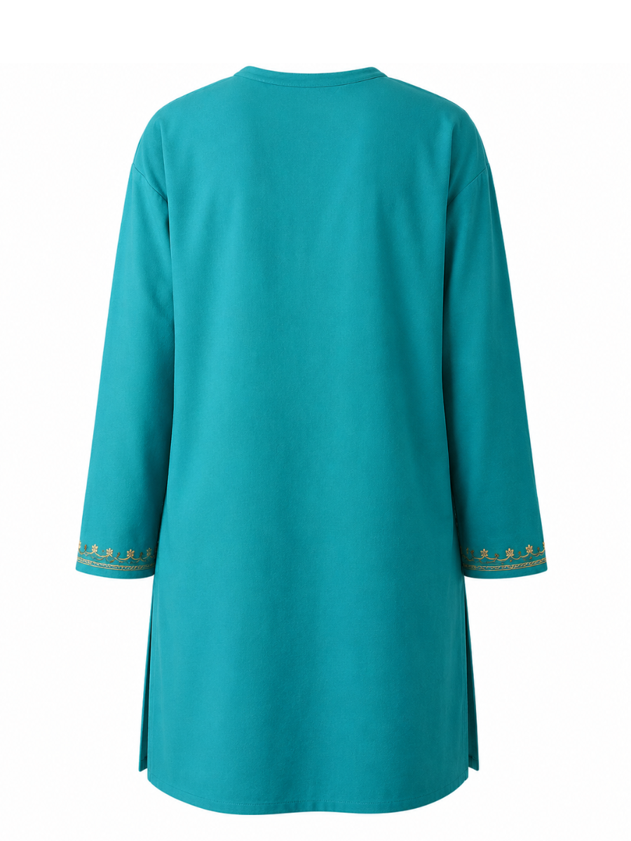 Noor : Aari Embroidery Summer Kurti |Ocean Teal